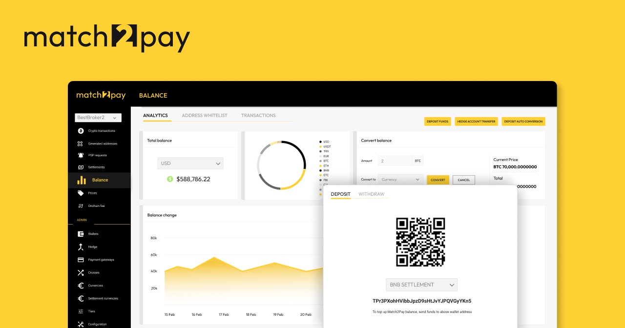 Highly Intuitive Match2Pay Crypto Dashboard